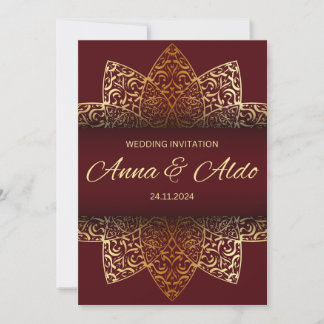 Red gold luxury wedding invitation card einladung