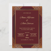 Red gold luxury wedding invitation card einladung (Rückseite)