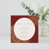 Red Gold Mandala Bridal Dusche Einladung (Stehend Vorderseite)