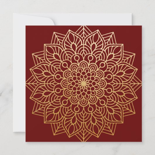Red Gold Mandala Bridal Dusche Einladung (Rückseite)