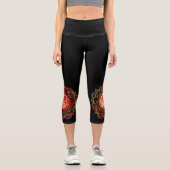 Red & Gold Mandala Capri Leggings (Vorderseite)