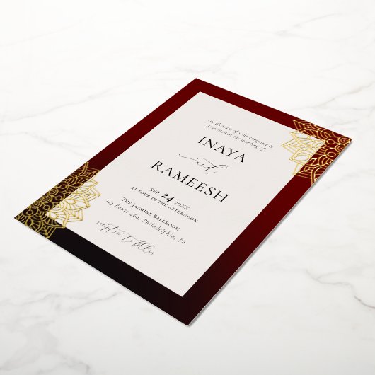 Red Gold Mandala Folieneinladung (Gedreht)