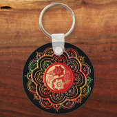 Red & Gold Mandala Schlüsselanhänger (Rückseite)