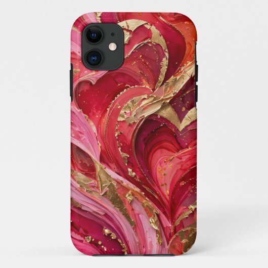 Red & Gold Marble iPhone 11 Case (Rückseite)