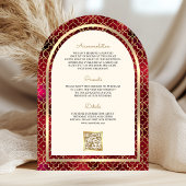 Red Gold marokkanische QR Code Sikh Arch Wedding Einladung