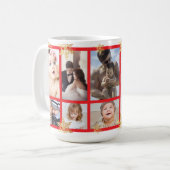 Red Gold Merry Christmas Best Dad Ever Photo Kaffeetasse (Vorderseite Links)