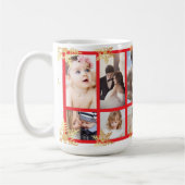 Red Gold Merry Christmas Best Dad Ever Photo Kaffeetasse (Links)