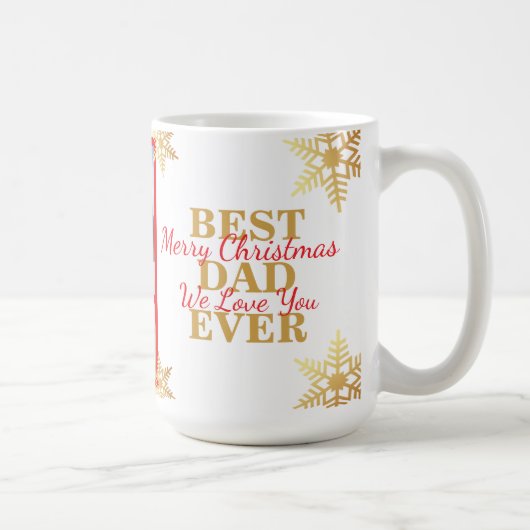 Red Gold Merry Christmas Best Dad Ever Photo Kaffeetasse (Rechts)