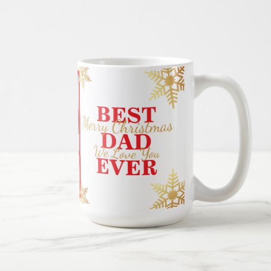 Red Gold Merry Christmas Best Dad Ever Photo Kaffeetasse (Rechts)