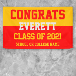 Red & Gold Minimalistisch Graduation Party Banner