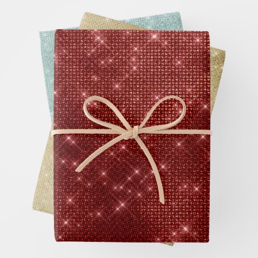 Red Gold Mint Sparkle Geschenkpapier Set (Beispiel)