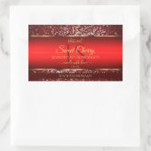 Red Gold mit Glitzer Stars Initial Product Label Rechteckiger Aufkleber (Tasche)