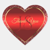 Red Gold mit Glitzer Stars und Initialen Vielen Da Herz-Aufkleber (Vorderseite)