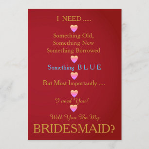 Red & Gold mit Herz werden Sie meine Bridesmädchen Einladung