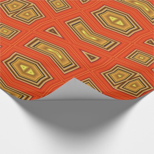 Red Gold Modern Geometric Abstrakt Diamond Pattern Geschenkpapier (Ecke)