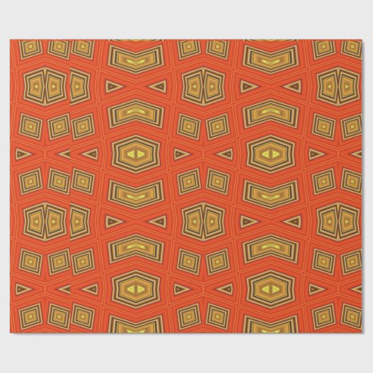 Red Gold Modern Geometric Abstrakt Diamond Pattern Geschenkpapier (Flach)