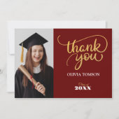 Red & Gold Moderner Abschluss Vielen Dank für Ihre Dankeskarte (Vorderseite)