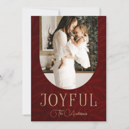 Red Gold Modernes Botanisches Foto Feiertagskarte