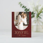 Red Gold Modernes Botanisches Foto Feiertagspostkarte (Stehend Vorderseite)