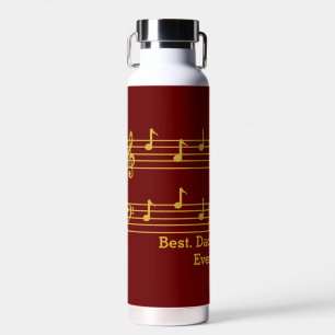 RED GOLD MUSIKNOTEN BEST VATER JE TREBLE BASS TRINKFLASCHE