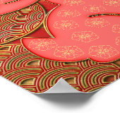 Red Gold Muster 2023 Kaninchen Chinesisches Neujah Poster (Ecke)