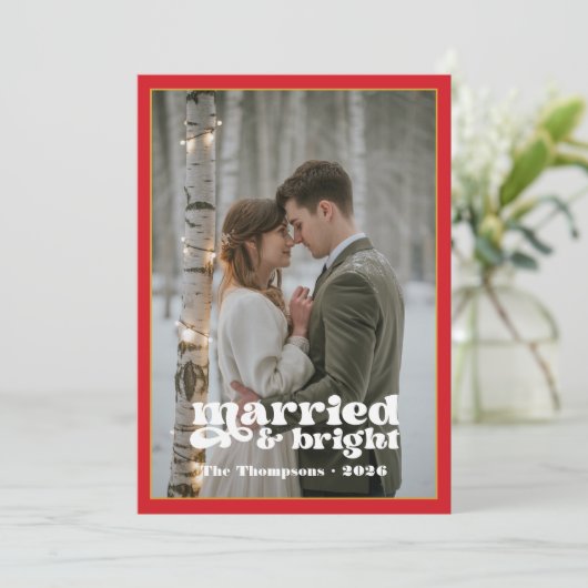 Red & Gold Newlywings Weihnachten (Stehend Vorderseite)