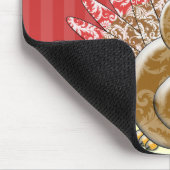 Red Gold Niedlicher Cartoon Türkei Damask Muster Mousepad (Ecke)