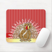 Red Gold Niedlicher Cartoon Türkei Damask Muster Mousepad (Mit Mouse)