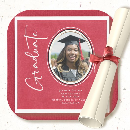 Red Gold Nurse Graduate Script Minimales Foto Serviette