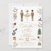 Red gold Nutcracker Ballerina Kindergeburtstag Par Einladung (Vorderseite)