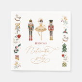 Red gold Nutcracker Ballerina Kindergeburtstag Par Serviette (Vorderseite)