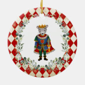 Red Gold Nutcracker Ballet Frohe Weihnachts-Party Keramik Ornament (Hinten)