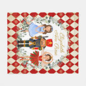 Red Gold Nutcracker Holiday Wreath Kinderzimmer Fleecedecke (Vorderseite (Horizontal))