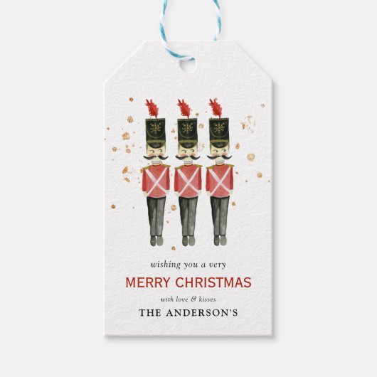 Red & Gold Nutcracker Weihnachten Geschenkanhänger (Vorderseite)