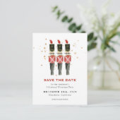 Red & Gold Nutcracker Weihnachten Save the Date (Stehend Vorderseite)