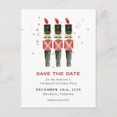 Red & Gold Nutcracker Weihnachten Save the Date (Vorderseite)