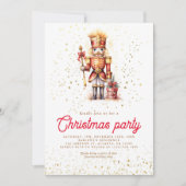Red Gold Nutcracker Weihnachts-Party Einladung (Vorderseite)