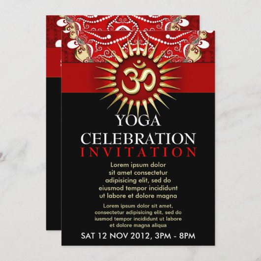Red Gold OM Black Yoga New Age Workshop Einladung (Vorne/Hinten)
