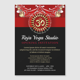 Red Gold OM Black Yoga New Age Workshop Magneteinladung
