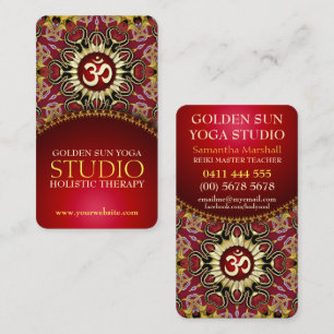 Red Gold OM Herzlich-Yoga Liebe Business Cards Visitenkarte