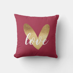 Red Gold Ombre Heart Kissen