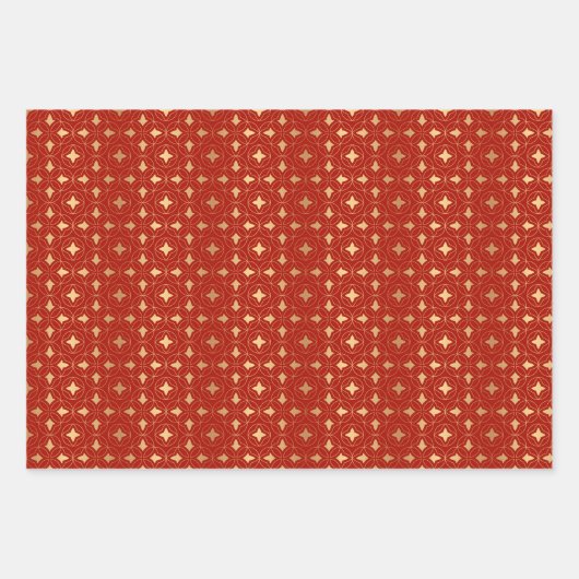 Red Gold Oriental Muster Geschenkpapier Set (Vorderseite 2)