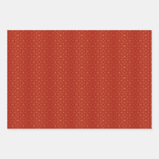 Red Gold Oriental Muster Geschenkpapier Set (Vorderseite)