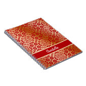 Red gold oriental pattern script monogram notizblock (Rechte Seite)