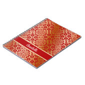 Red gold oriental pattern script monogram notizblock (Linke Seite)