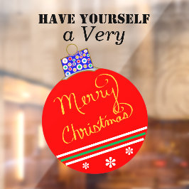 Red Gold Ornament Ball Frohe Weihnachtsmarken Fensteraufkleber