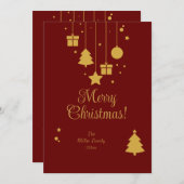 Red Gold Ornament Moderne Weihnachten (Vorne/Hinten)