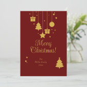 Red Gold Ornament Moderne Weihnachten (Stehend Vorderseite)