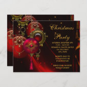 Red Gold Ornaments Corporate Christmas Party Einladung (Vorne/Hinten)