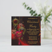 Red Gold Ornaments Corporate Christmas Party Einladung (Stehend Vorderseite)